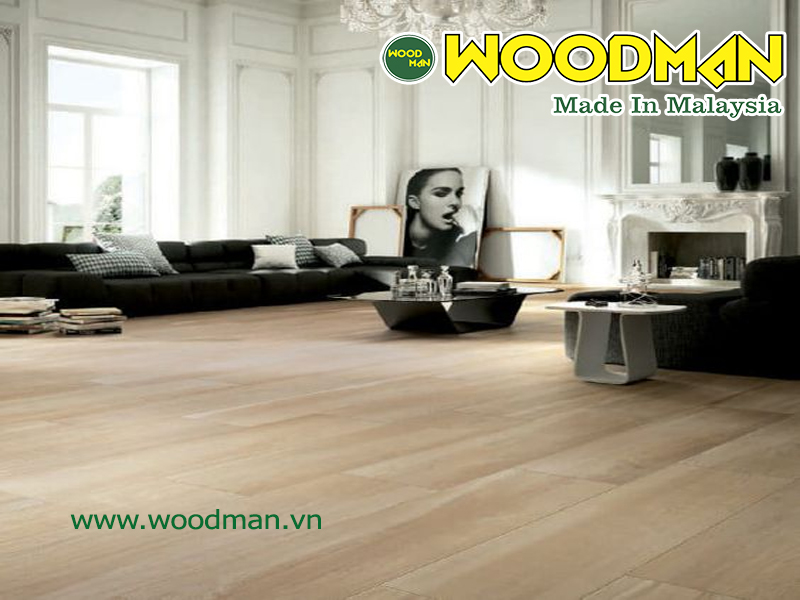 Sàn gỗ Woodman AS21 bản to lắt sàn phòng khách độc và lạ